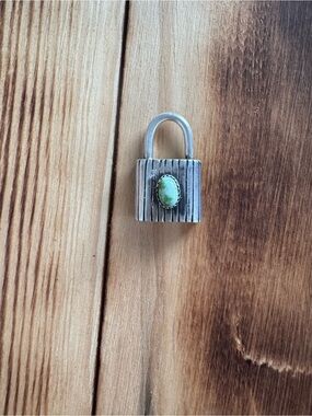 Sterling Silver Padlock Pendant with Sonoran Turquoise Stone